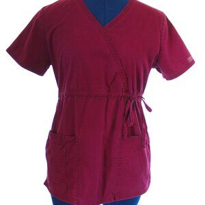 Cherokee Workwear Medical Scrub Top Size XS Burgundy Tie Waist  Style 4748